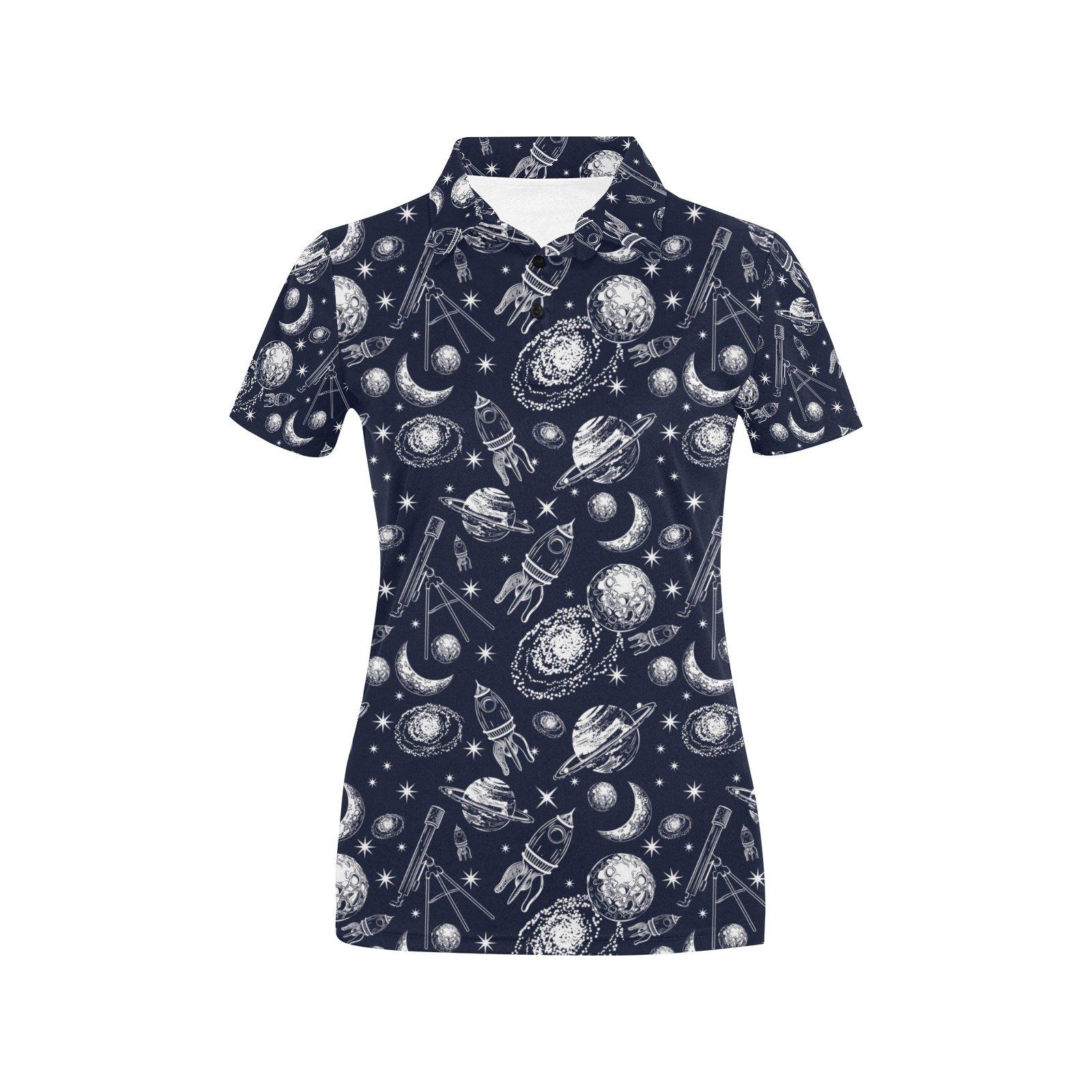 Space Rocket Print Design Lks301 Women'S Polo Shirt Space Rocket Print Design Lks301 Women'S Polo Shirt