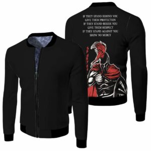 Spartan Warrior If They Stand Behind You Give Them Protection If T Jersey Bomber Jacket Model 5431 Bomber Jacket