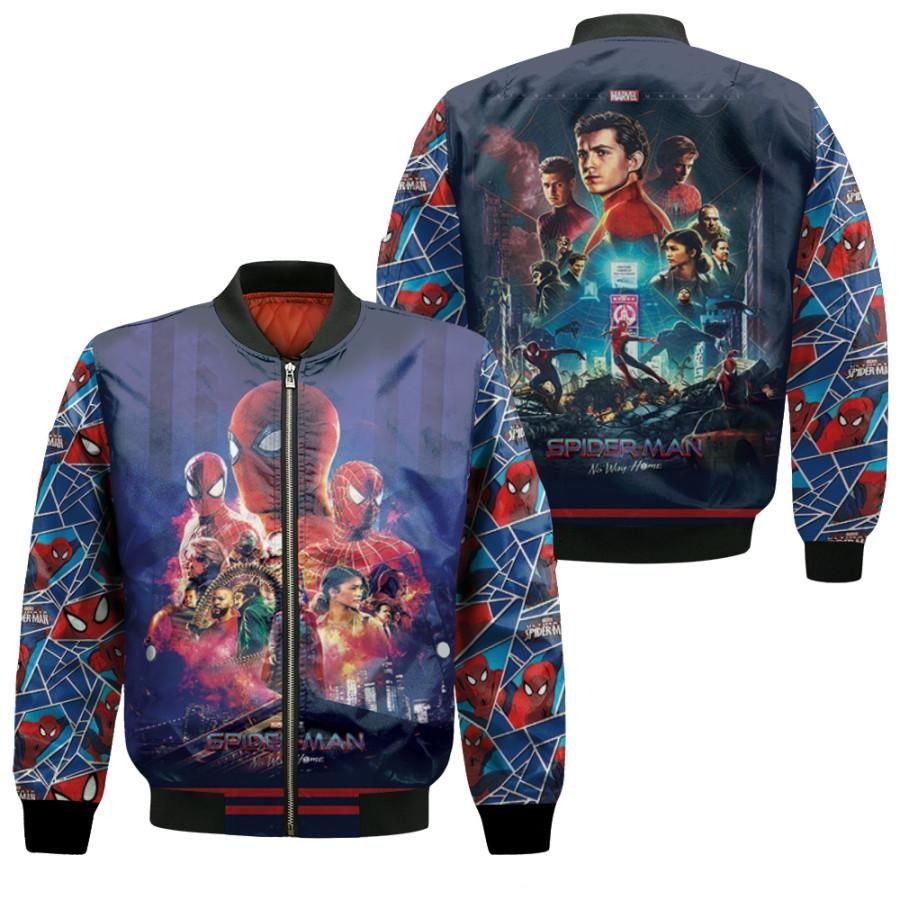 Spider Man No Way Home Colab of Multiveres Superheroes 3D Designed Allover Gift For Spider Man Fans Bomber Jacket Spider Man No Way Home Colab of Multiveres Superheroes 3D Designed Allover Gift For Spider Man Fans Bomber Jacket