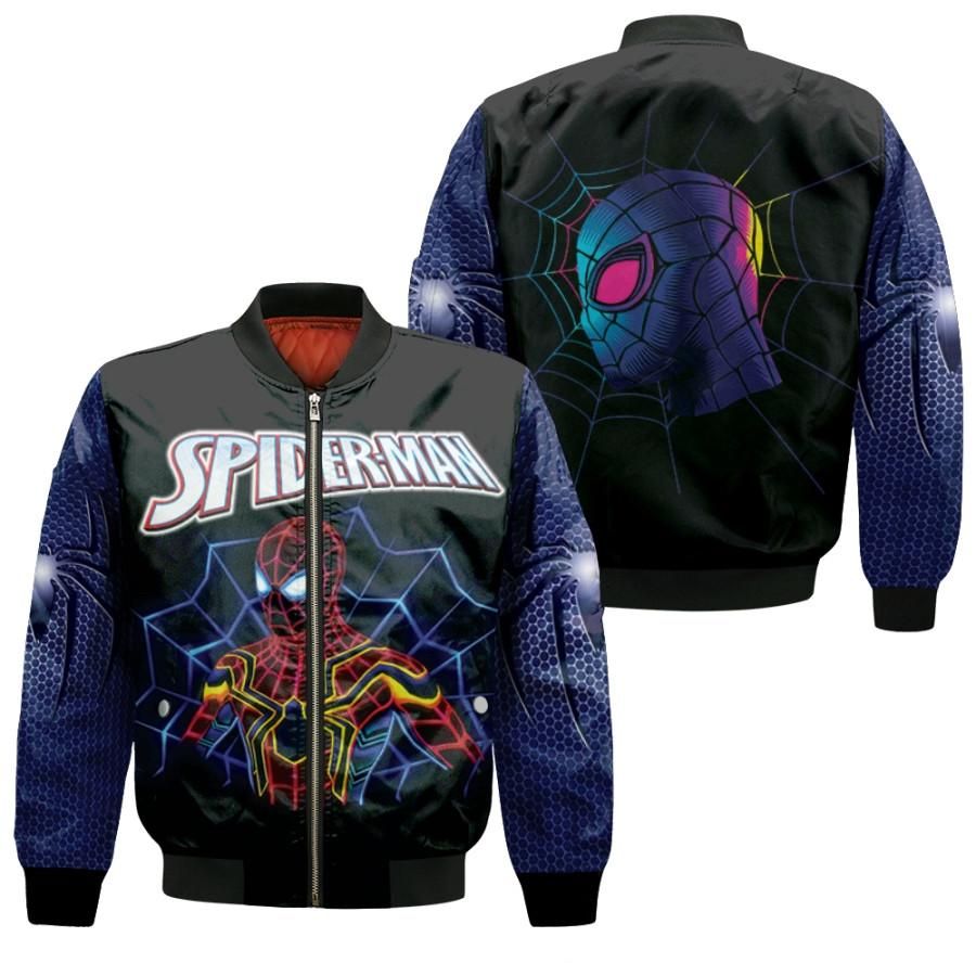 Spider Man No Way Home Heroes Retro Color Spider Senses 3D Designed Allover Gift For Spider Man Fans Bomber Jacket Spider Man No Way Home Heroes Retro Color Spider Senses 3D Designed Allover Gift For Spider Man Fans Bomber Jacket