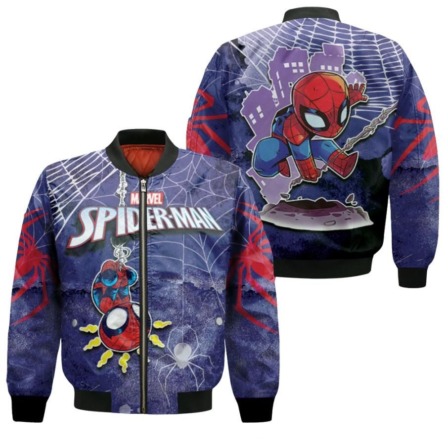 Spider Man No Way Home Spider Chibi Spider Sense 3D Designed Allover Gift For Spider Man Fans Bomber Jacket Spider Man No Way Home Spider Chibi Spider Sense 3D Designed Allover Gift For Spider Man Fans Bomber Jacket