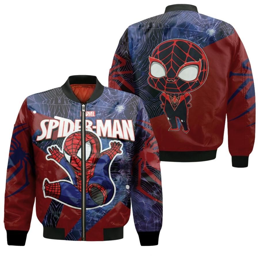 Spider Man No Way Home Spider Man Chibi Spider Logo Red Superhero 3D Designed Allover Gift For Spider Man Fans Bomber Jacket Spider Man No Way Home Spider Man Chibi Spider Logo Red Superhero 3D Designed Allover Gift For Spider Man Fans Bomber Jacket