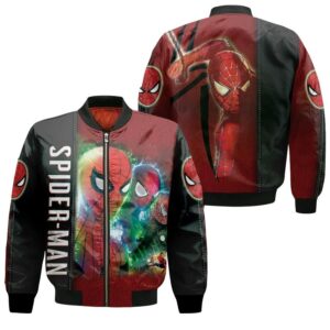 Spider Man No Way Home Three Heroes Saving The World Superhero 3D Designed Allover Gift For Spider Man Fans Bomber Jacket