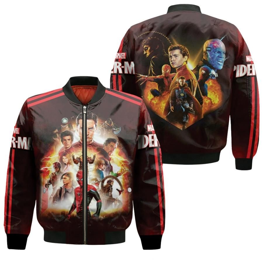 Spider Man No Way Home Three Spiders Colabs Saving Multiverse 3D Designed Allover Gift For Spider Man Fans Bomber Jacket Spider Man No Way Home Three Spiders Colabs Saving Multiverse 3D Designed Allover Gift For Spider Man Fans Bomber Jacket