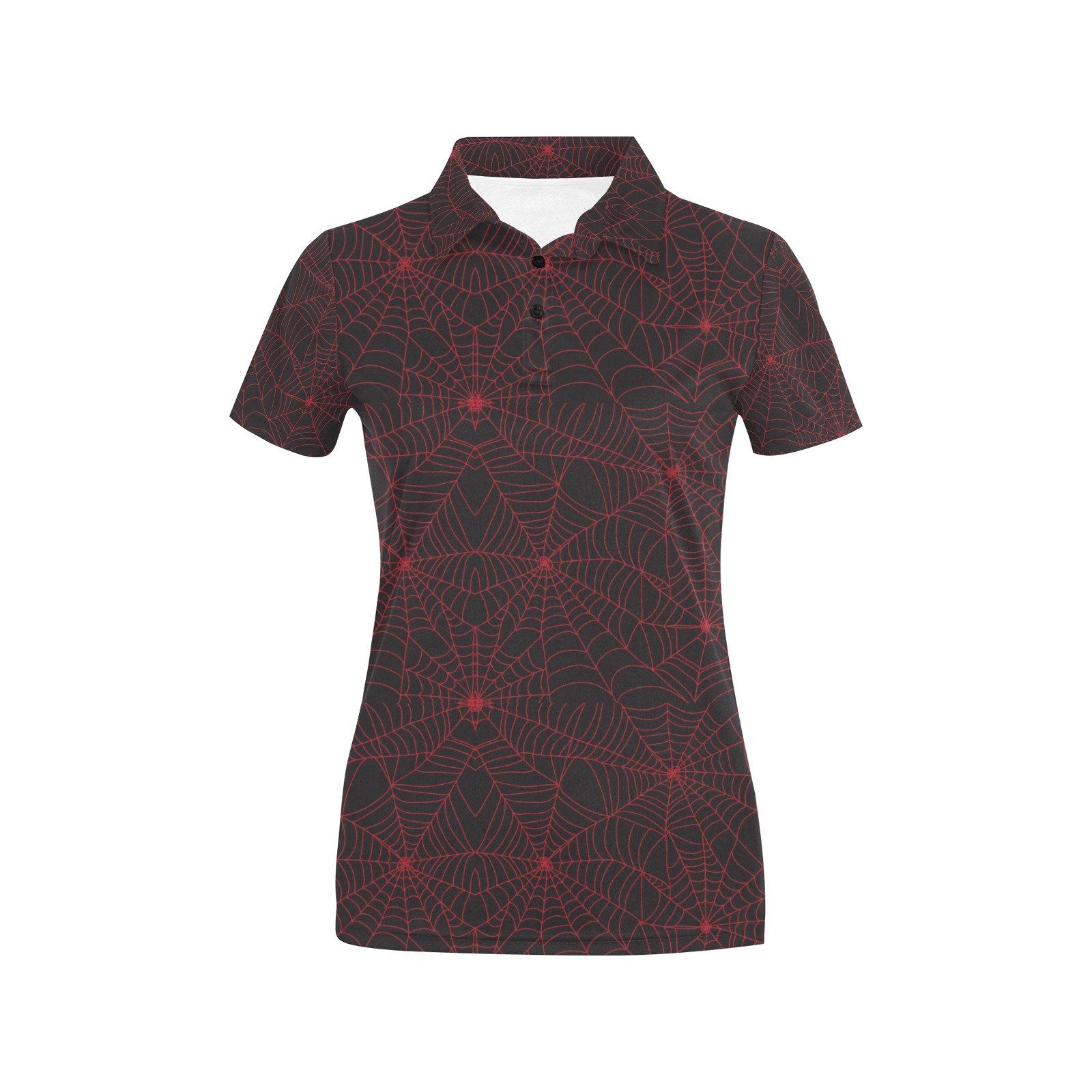 Spider Web Red Print Design Lks302 Women'S Polo Shirt Spider Web Red Print Design Lks302 Women'S Polo Shirt