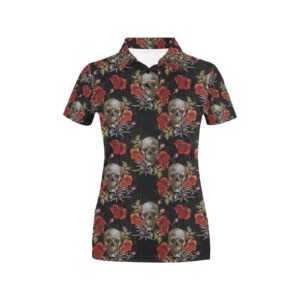 Spider Web Skull Rose Print Design Lks305 Women'S Polo Shirt
