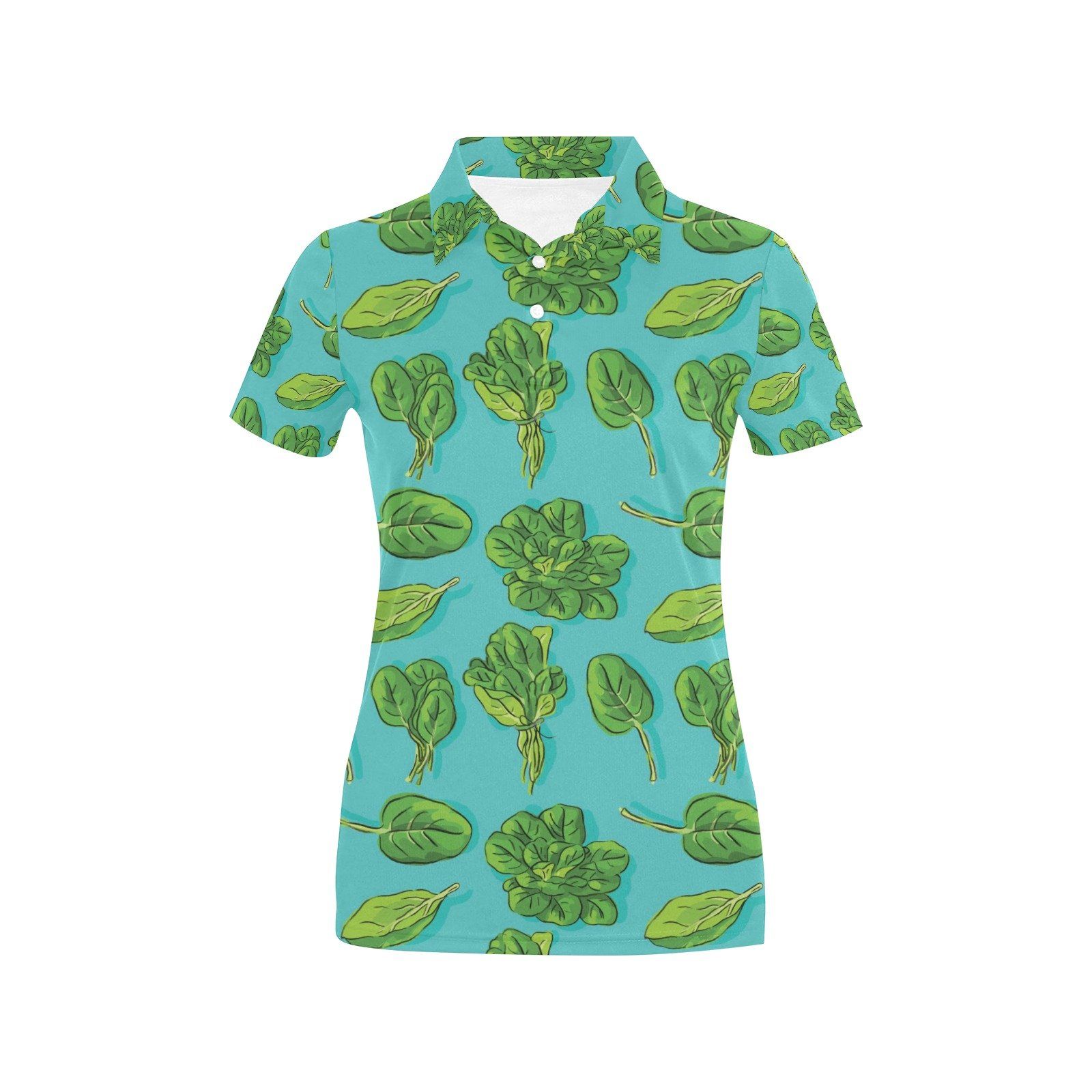 Spinach Print Design Lks301 Women'S Polo Shirt Spinach Print Design Lks301 Women'S Polo Shirt
