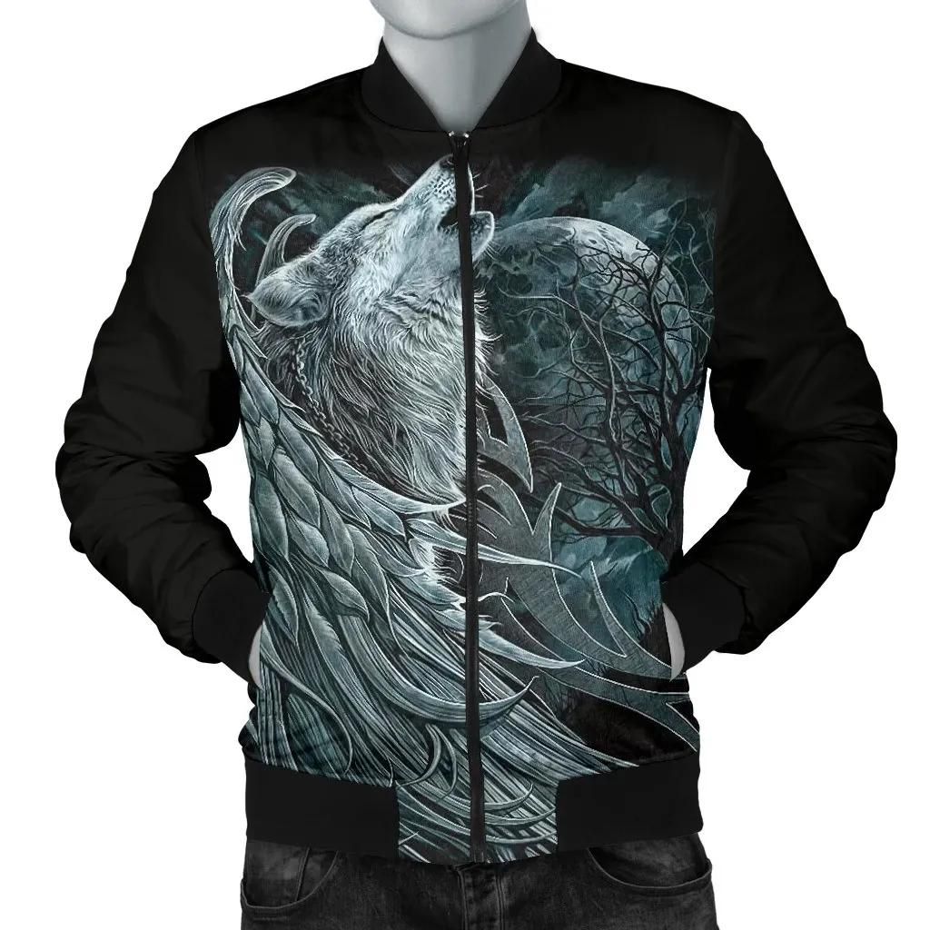 Spiral Wolf Spirit Men's Bomber Jacket A31 Bomber Jacket Spiral Wolf Spirit Men's Bomber Jacket A31 Bomber Jacket