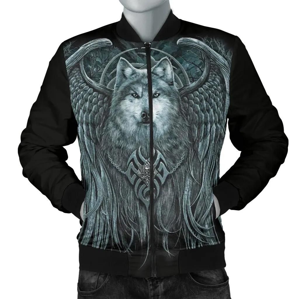 Spiral Wolf Spirit Men's Bomber Jacket A31 Bomber Jacket Spiral Wolf Spirit Men's Bomber Jacket A31 Bomber Jacket