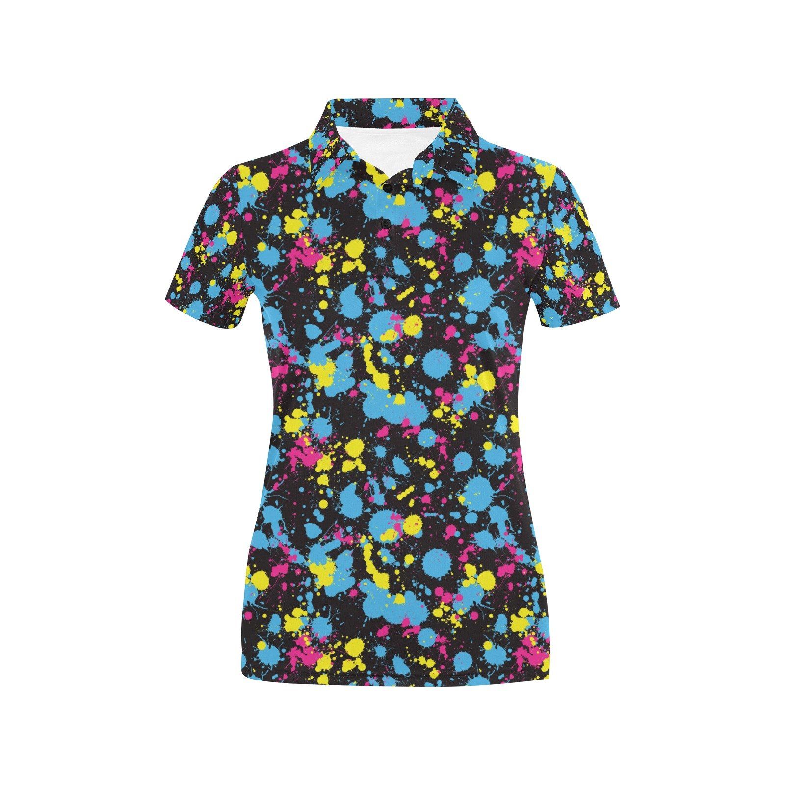 Splatter Colorful Print Design Lks301 Women'S Polo Shirt Splatter Colorful Print Design Lks301 Women'S Polo Shirt