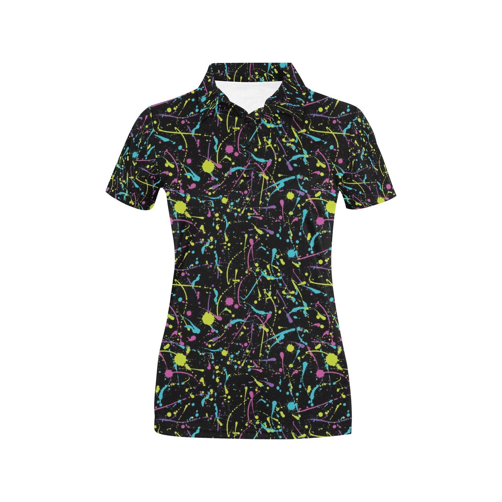 Splatter Multicolor Print Design Lks302 Women'S Polo Shirt Splatter Multicolor Print Design Lks302 Women'S Polo Shirt