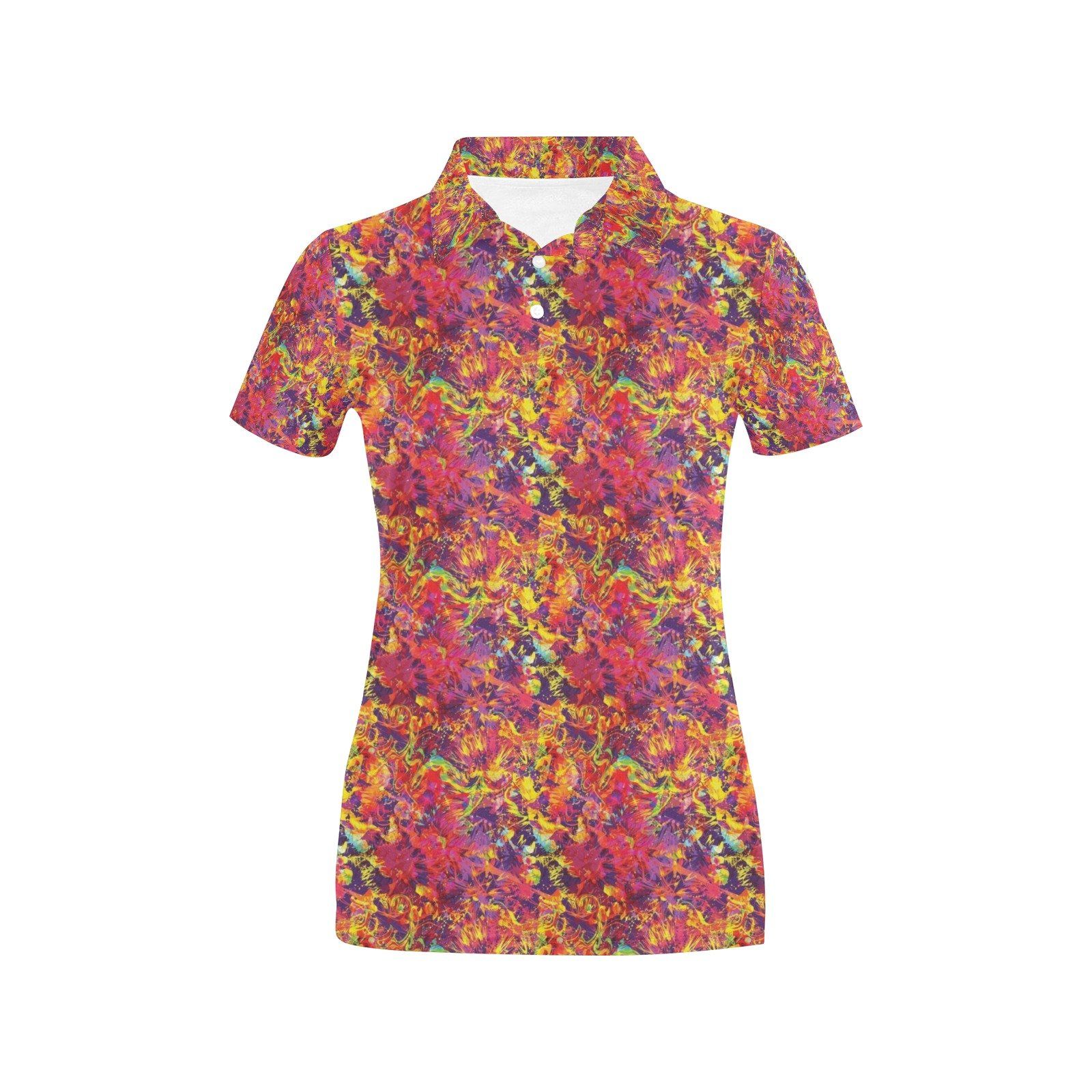 Splatter Print Design Lks303 Women'S Polo Shirt Splatter Print Design Lks303 Women'S Polo Shirt