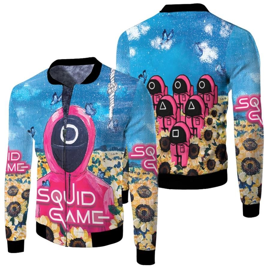 Squid Game Pink Guards Sunflowers Circle Logo Squid Game Workers Squid Game Soldiers gift for Squid Game fans Bomber Jacket Squid Game Pink Guards Sunflowers Circle Logo Squid Game Workers Squid Game Soldiers gift for Squid Game fans Bomber Jacket