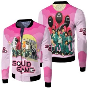 Squid Game Player Red Guards And Scary Doll Red Light Green Light Squid Game Rounds K Drama Series gift for Squid Game fans Bomber Jacket