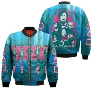 Squid Game Players Circle Triangle Square Playground Games Korean Drama Series gift for Squid Game fans Bomber Jacket