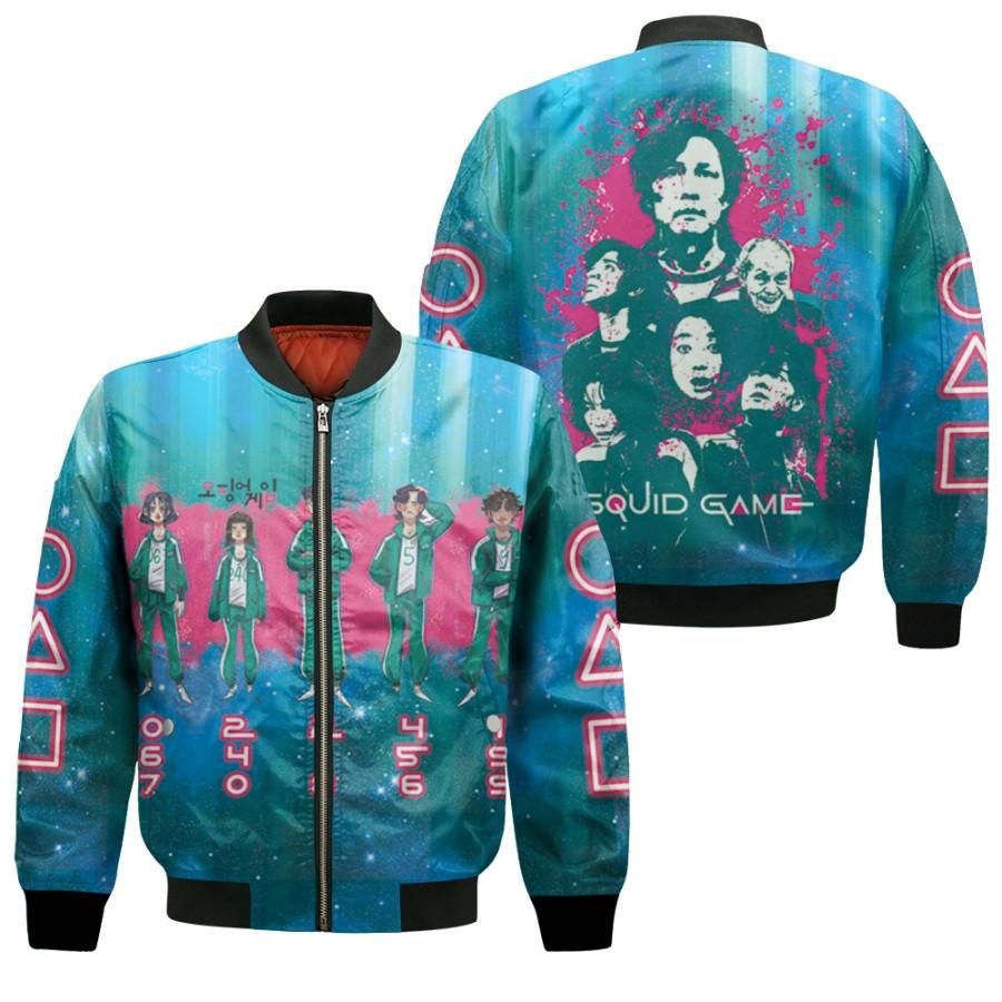 Squid Game Players Circle Triangle Square Playground Games Korean Drama Series gift for Squid Game fans Bomber Jacket Squid Game Players Circle Triangle Square Playground Games Korean Drama Series gift for Squid Game fans Bomber Jacket