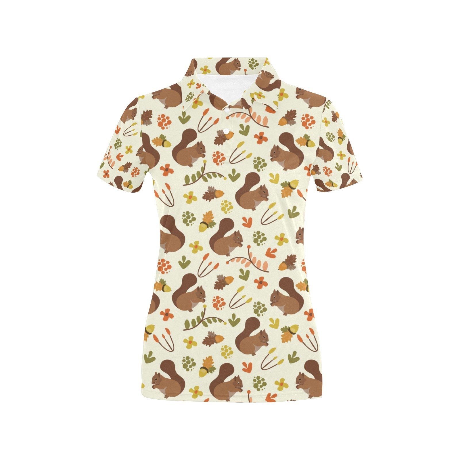 Squirrel Print Design Lks3010 Women'S Polo Shirt Squirrel Print Design Lks3010 Women'S Polo Shirt