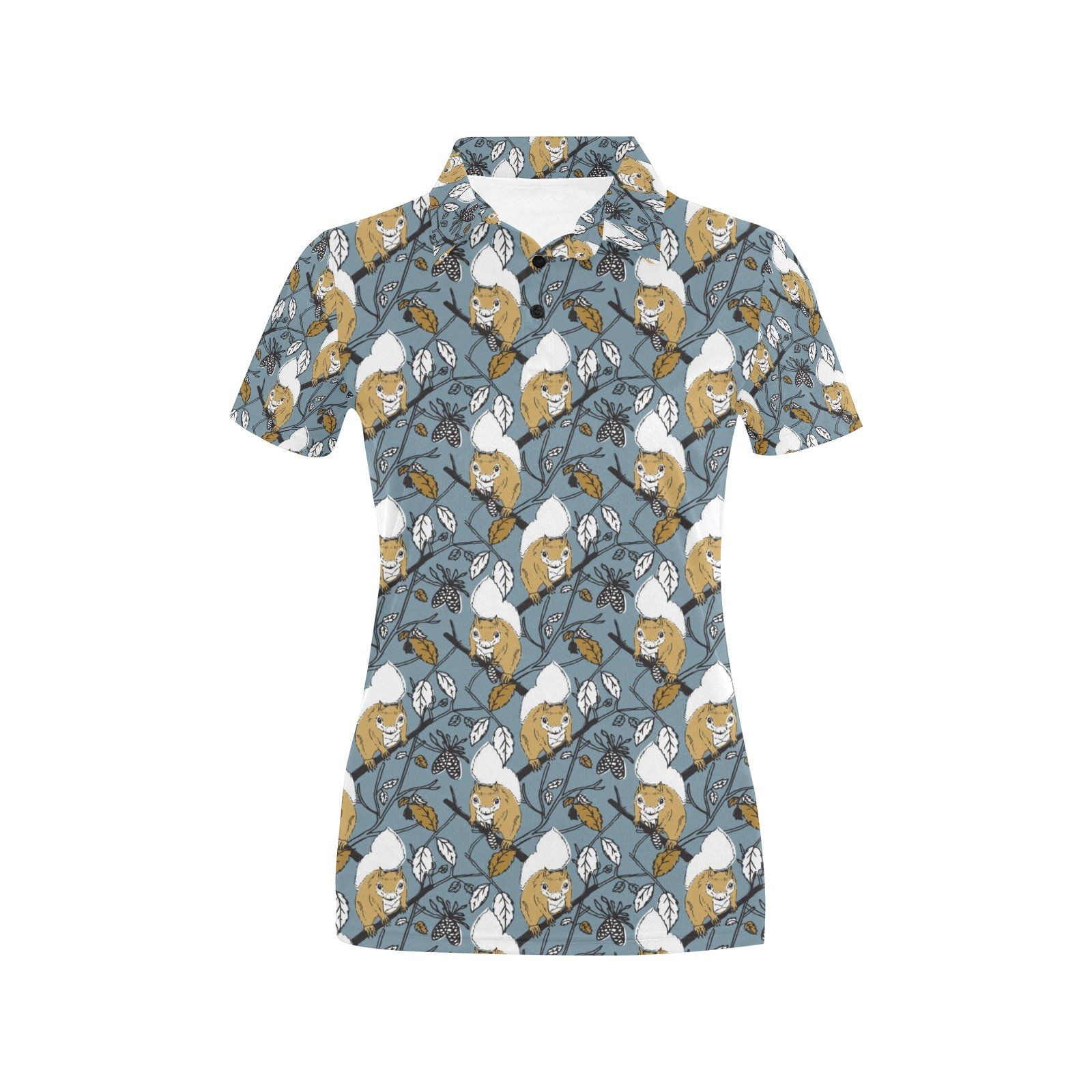 Squirrel Print Design Lks305 Women'S Polo Shirt Squirrel Print Design Lks305 Women'S Polo Shirt