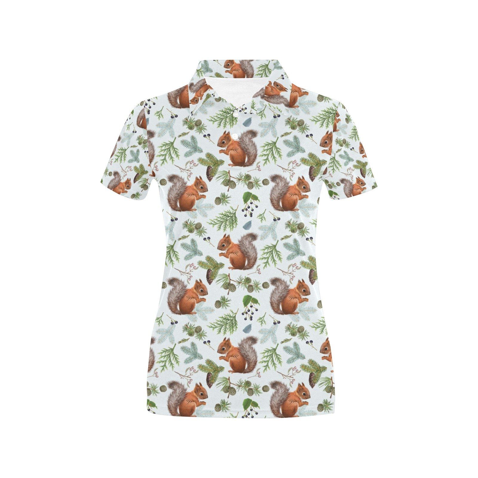 Squirrel Print Design Lks308 Women'S Polo Shirt Squirrel Print Design Lks308 Women'S Polo Shirt
