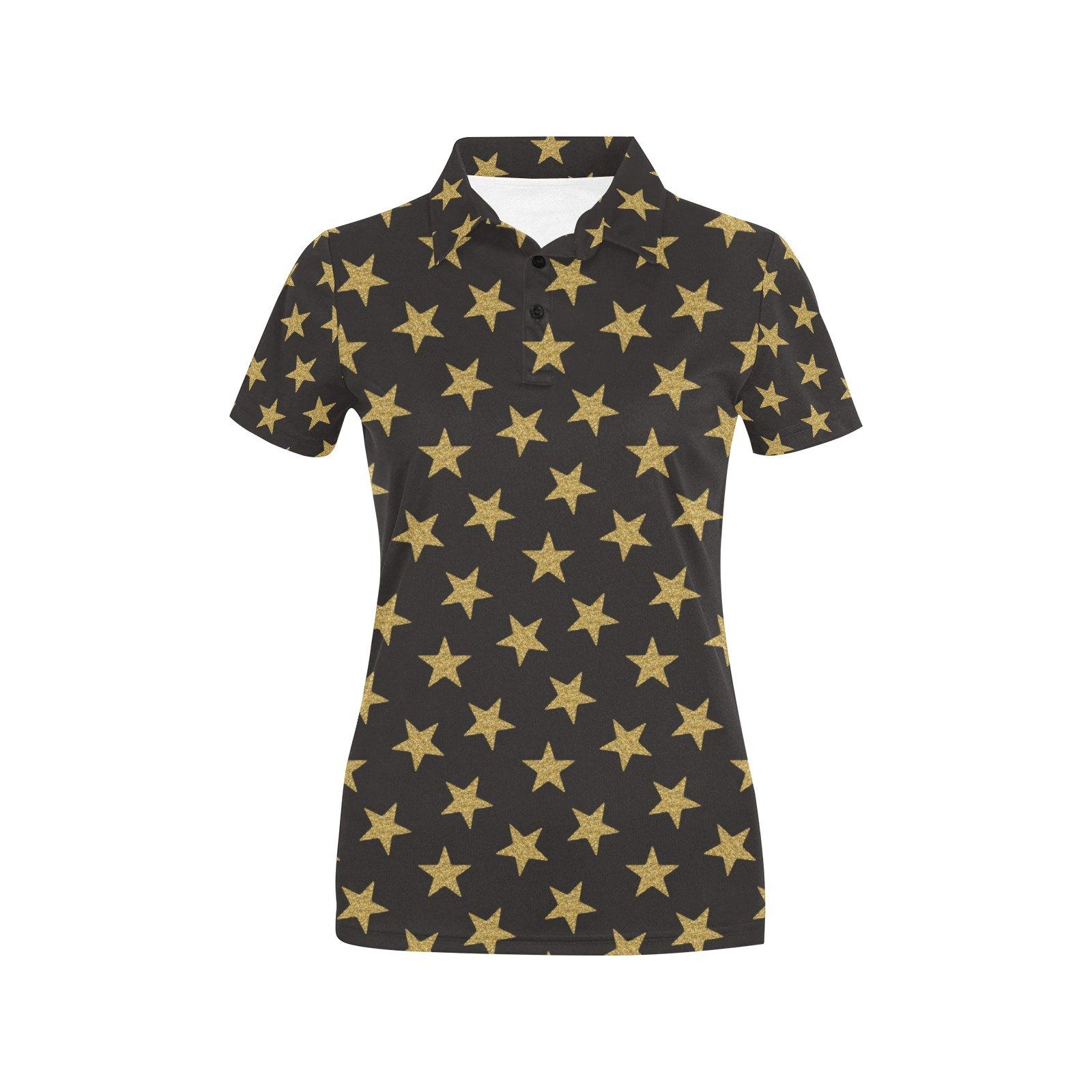 Star Gold Print Design Lks302 Women'S Polo Shirt Star Gold Print Design Lks302 Women'S Polo Shirt