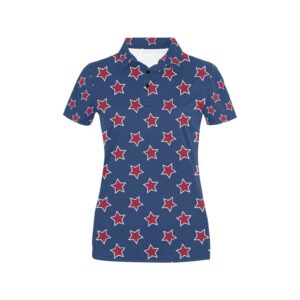 Star Red Blue Print Design Lks301 Women'S Polo Shirt