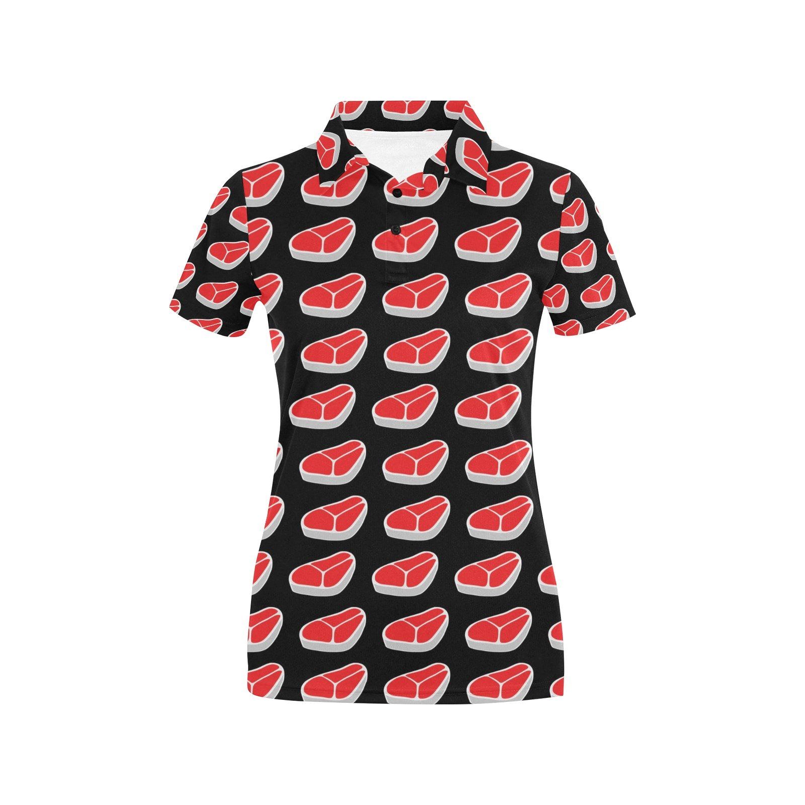 Steak Print Design Lks303 Women'S Polo Shirt Steak Print Design Lks303 Women'S Polo Shirt