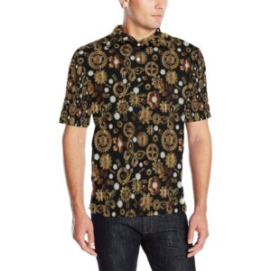 Steampunk Butterfly Design Themed Print Men Polo Shirt