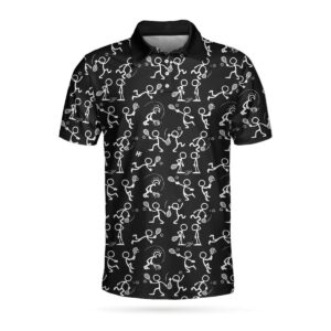 Stickfigures Playing Tennis Short Sleeve Polo Shirt #H