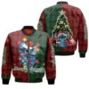Stitch Christmas Merry Kissmyass Fairy Lights Candy Cane Gift Christmas 3D Designed Allover Gift For Stitch Fans Christmas Fans Bomber Jacket