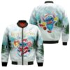 Stitch Christmas Santa Merry Christmas Gift Winter 3D Designed Allover Gift For Stitch Fans Christmas Fans Bomber Jacket