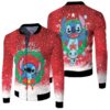 Stitch Christmas Santa Merry Christmas Wreath Red 3D Designed Allover Gift For Stitch Fans Christmas Fans Bomber Jacket