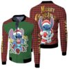 Stitch Christmas Stitch Santa Christmas Fairy Lights Red Plaid Green 3D Designed Allover Gift For Stitch Fans Christmas Fans Bomber Jacket