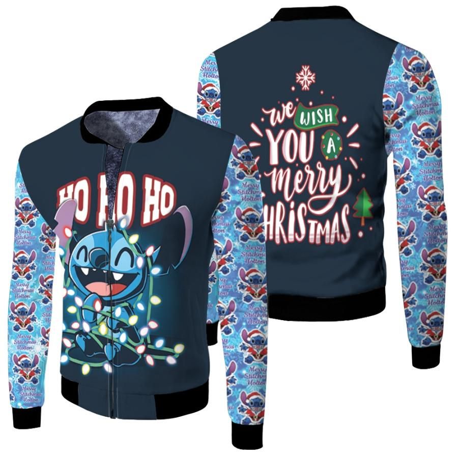 Stitch Christmas We Wish You A Merry Christmas Hohoho Black 3D Designed Allover Gift For Stitch Fans Christmas Fans Bomber Jacket Stitch Christmas We Wish You A Merry Christmas Hohoho Black 3D Designed Allover Gift For Stitch Fans Christmas Fans Bomber Jacket