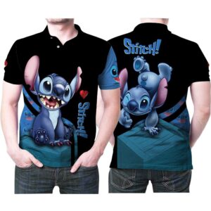 Stitch Cute Posture Heart 3D Printed Gift For Stitch Lovers Polo Shirt