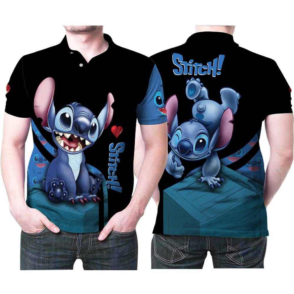 Stitch Cute Posture Heart 3D Printed Gift For Stitch Lovers Polo Shirt Stitch Cute Posture Heart 3D Printed Gift For Stitch Lovers Polo Shirt