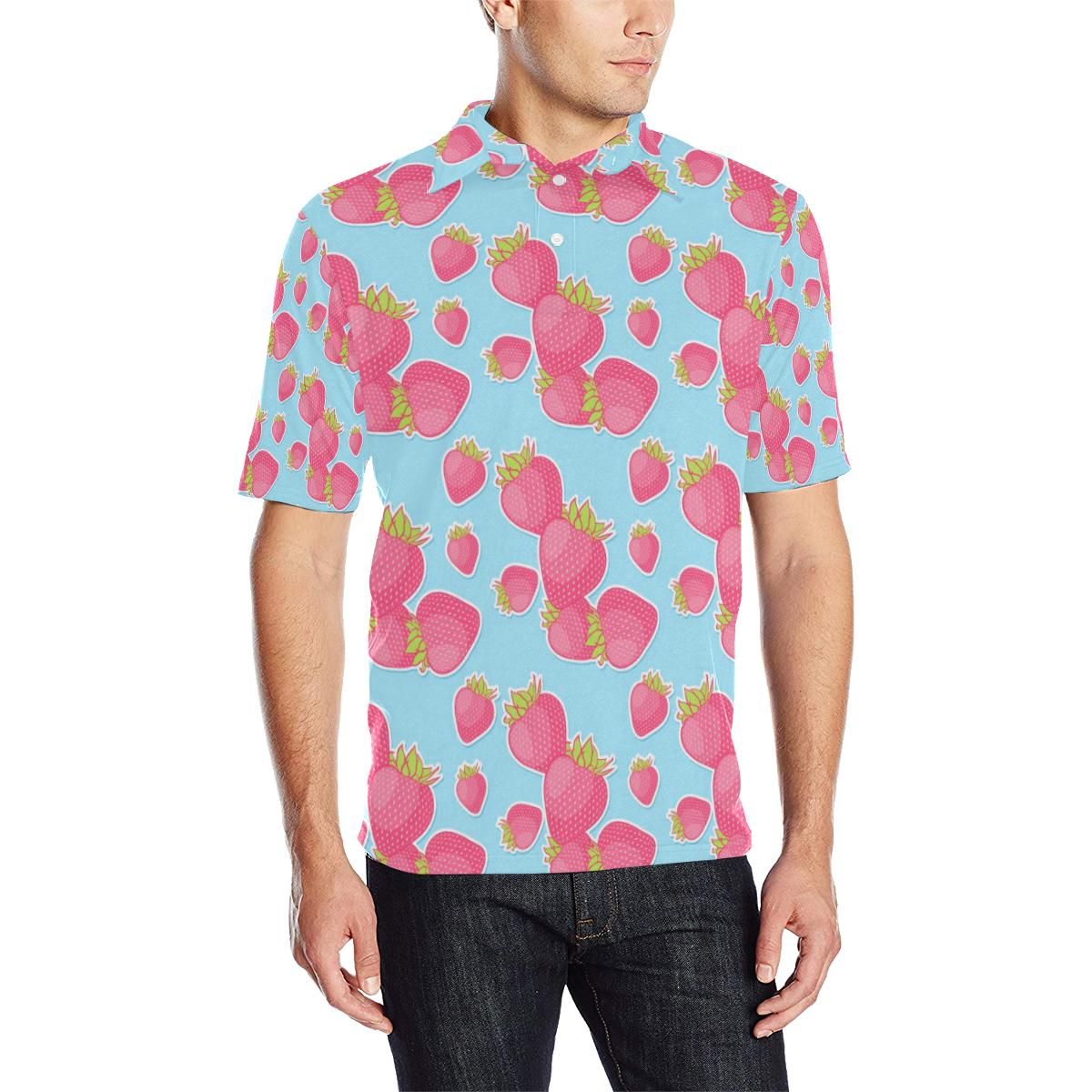 Strawberry Pattern Print Design Sb04 Men Polo Shirt Strawberry Pattern Print Design Sb04 Men Polo Shirt