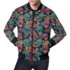Sugar Skull Girly Skeleton Floral Pattern Print Mens Bomber Jacket