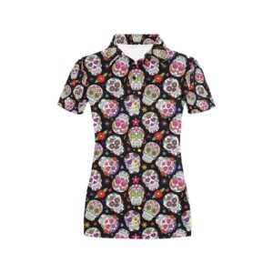 Sugar Skull Print Design Lks302 Women'S Polo Shirt