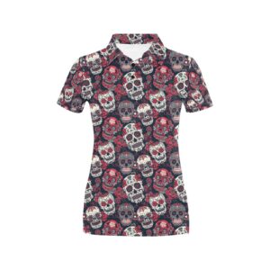 Sugar Skull Print Design Lks303 Women'S Polo Shirt