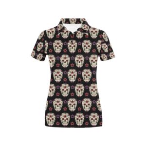 Sugar Skull Print Design Lks304 Women'S Polo Shirt