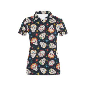 Sugar Skull Print Design Lks305 Women'S Polo Shirt