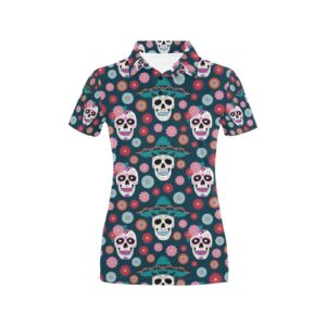 Sugar Skull Print Design Lks308 Women'S Polo Shirt