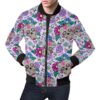 Sugar Skull Skeleton Girly Floral Pattern Print Mens Bomber Jacket