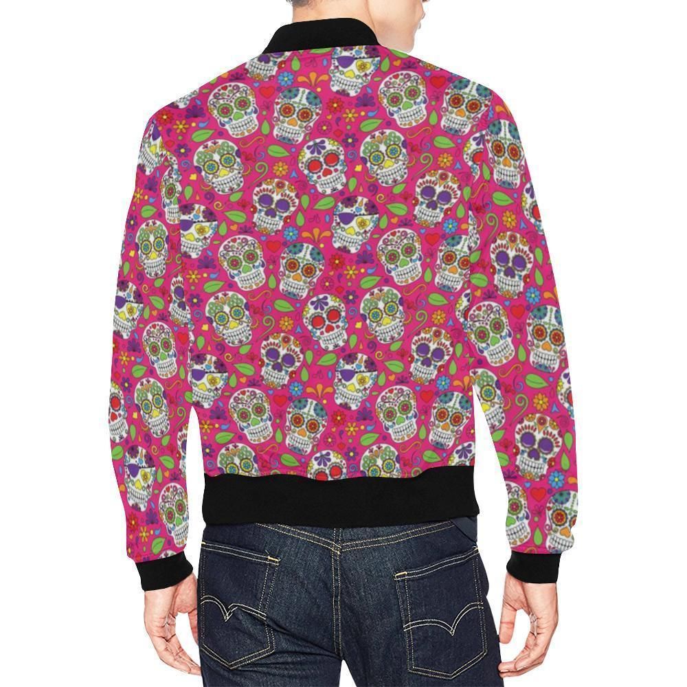 Sugar-Skull-Skeleton-Girly-Floral-Pirate-Pattern-Print-Mens-Bomber-Jacket-2