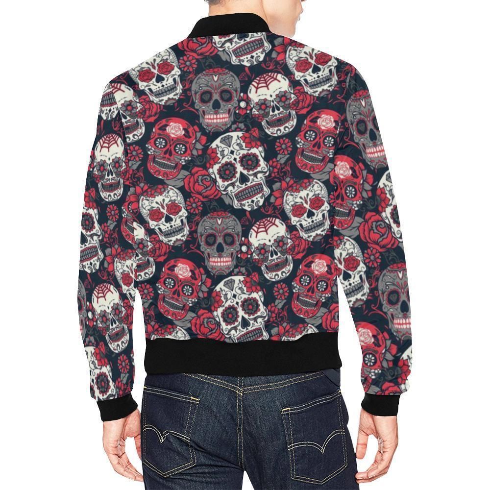 Sugar-Skull-Skeleton-Girly-Rose-Floral-Pattern-Print-Mens-Bomber-Jacket-2