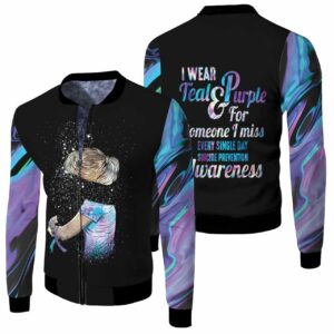 Suicide Prevention I Wear Teal And Purple For Someone I Miss Holographic Color 3D Printed Hoodie Jersey Bomber Jacket Model 5503 Bomber Jacket
