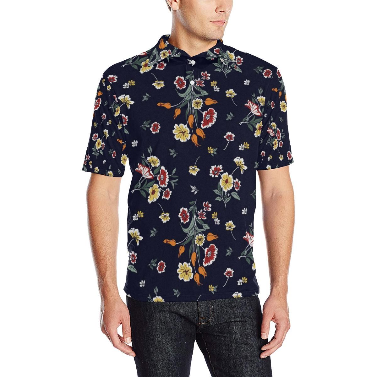 Summer Floral Pattern Print Design Sf01 Men Polo Shirt Summer Floral Pattern Print Design Sf01 Men Polo Shirt