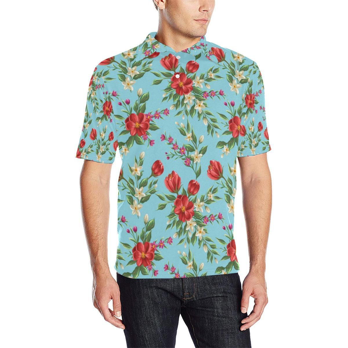 Summer Floral Pattern Print Design Sf011 Men Polo Shirt Summer Floral Pattern Print Design Sf011 Men Polo Shirt