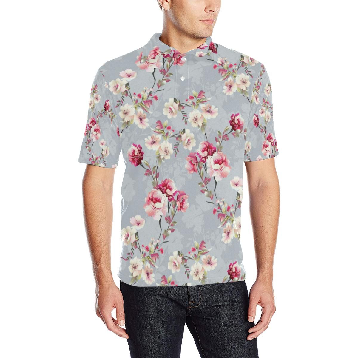 Summer Floral Pattern Print Design Sf02 Men Polo Shirt Summer Floral Pattern Print Design Sf02 Men Polo Shirt