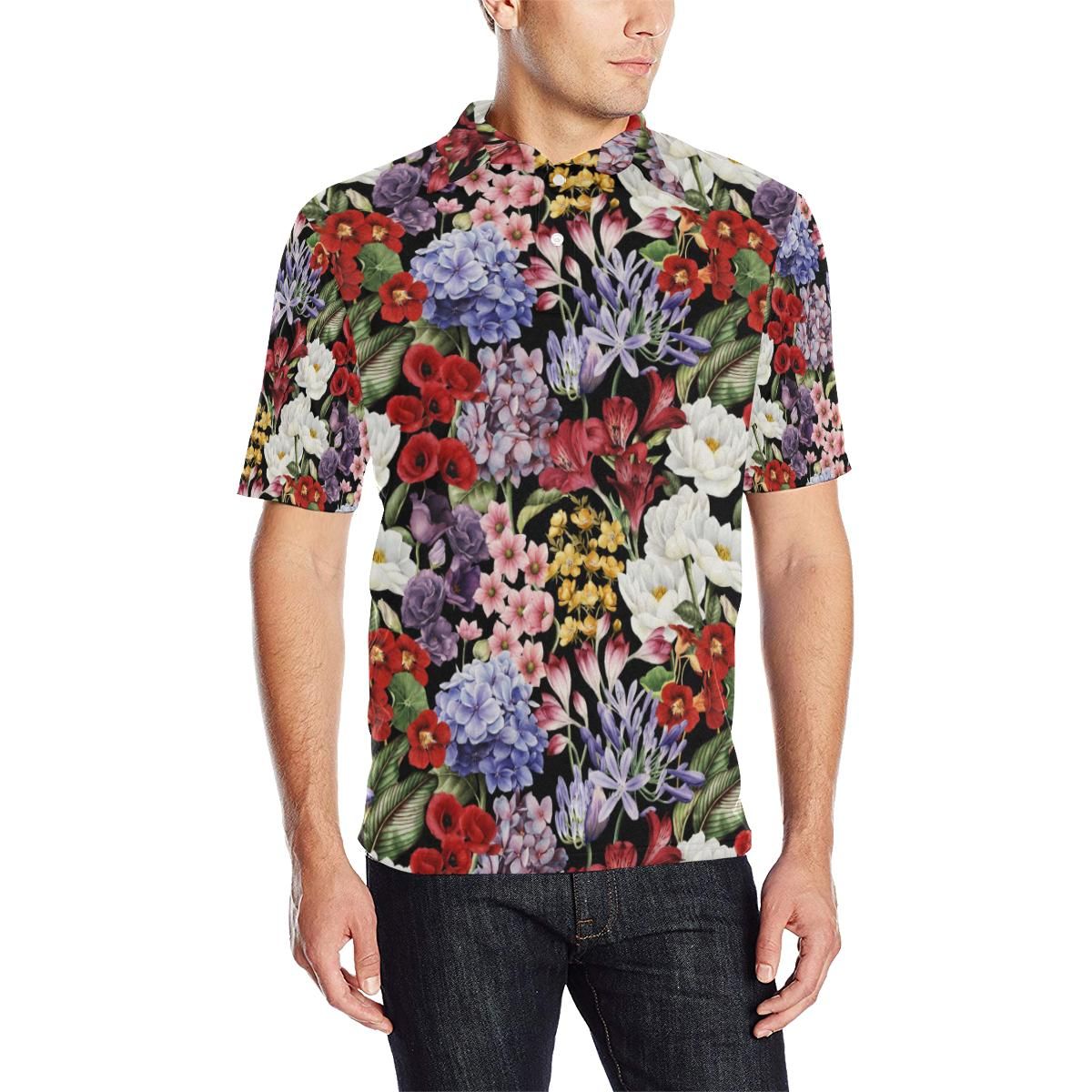 Summer Floral Pattern Print Design Sf04 Men Polo Shirt Summer Floral Pattern Print Design Sf04 Men Polo Shirt